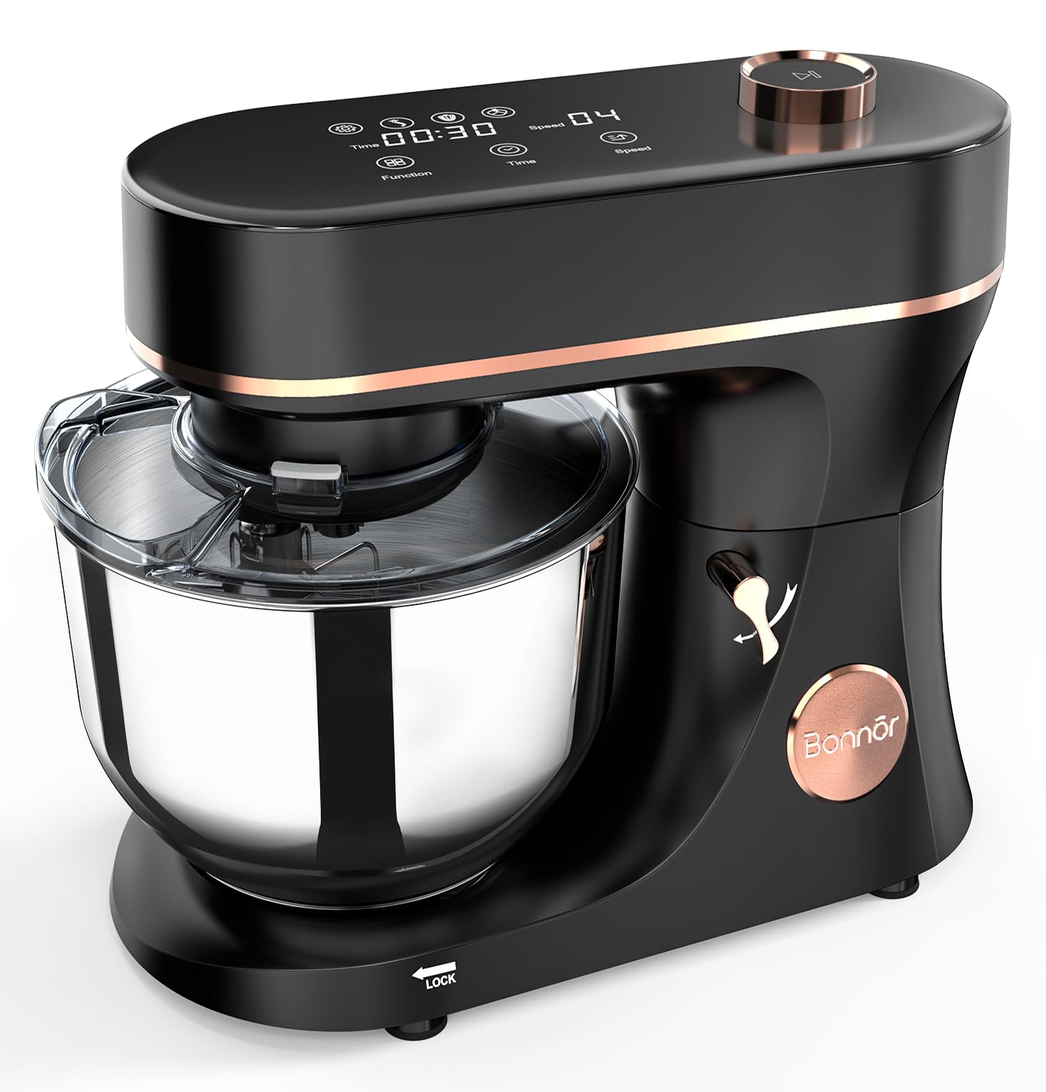 Stand Mixer 6QT Kitchen Mixer with LED Touchscreen, 11-Speed Tilt-Head Mixer with Timer, 4 Preset Menus, Stainless Steel Bowl, Dough Hook, Whisk, Beater