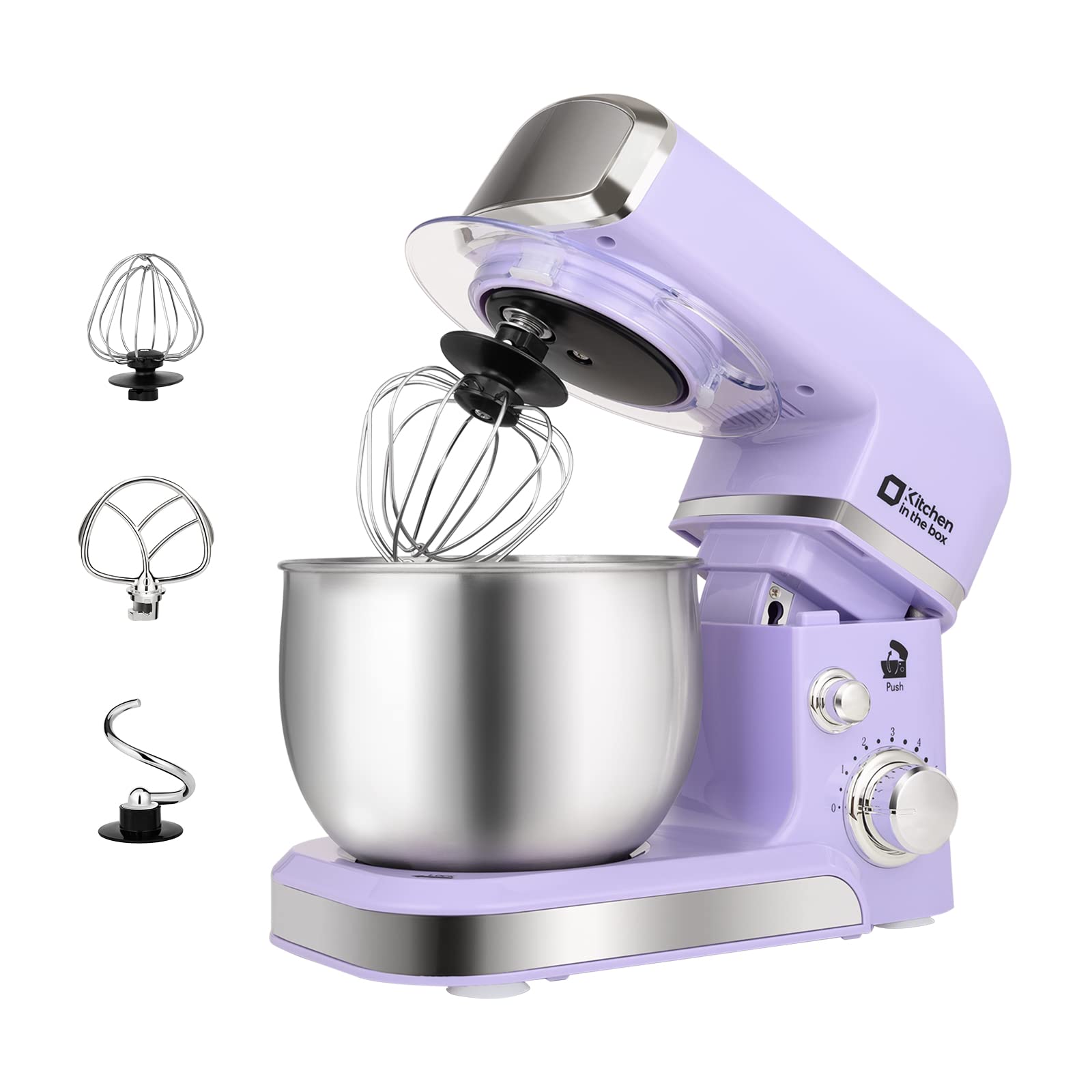 Kitchen in the box Stand Mixer,3.2Qt Small Electric Food Mixer,6 Speeds Portable Lightweight Kitchen Mixer for Daily Use with Egg Whisk,Dough Hook,Flat Beater (Blue)
