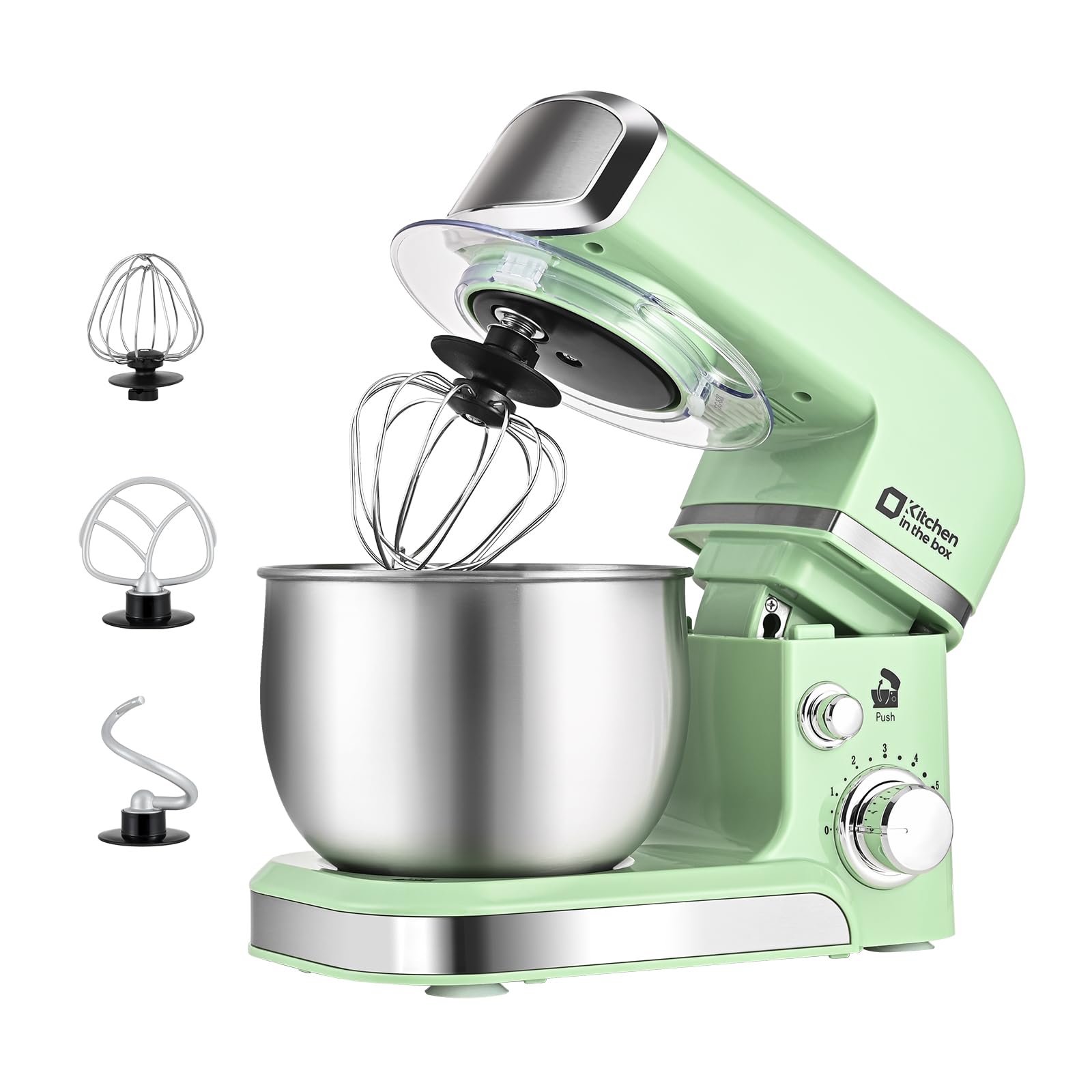 Kitchen in the box Stand Mixer,3.2Qt Small Electric Food Mixer,6 Speeds Portable Lightweight Kitchen Mixer for Daily Use with Egg Whisk,Dough Hook,Flat Beater (Blue)