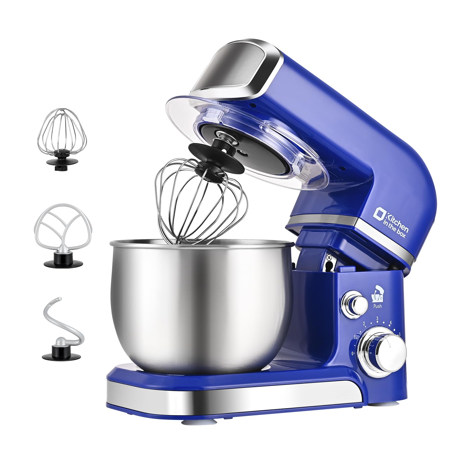 Kitchen in the box Stand Mixer,3.2Qt Small Electric Food Mixer,6 Speeds Portable Lightweight Kitchen Mixer for Daily Use with Egg Whisk,Dough Hook,Flat Beater (Blue)