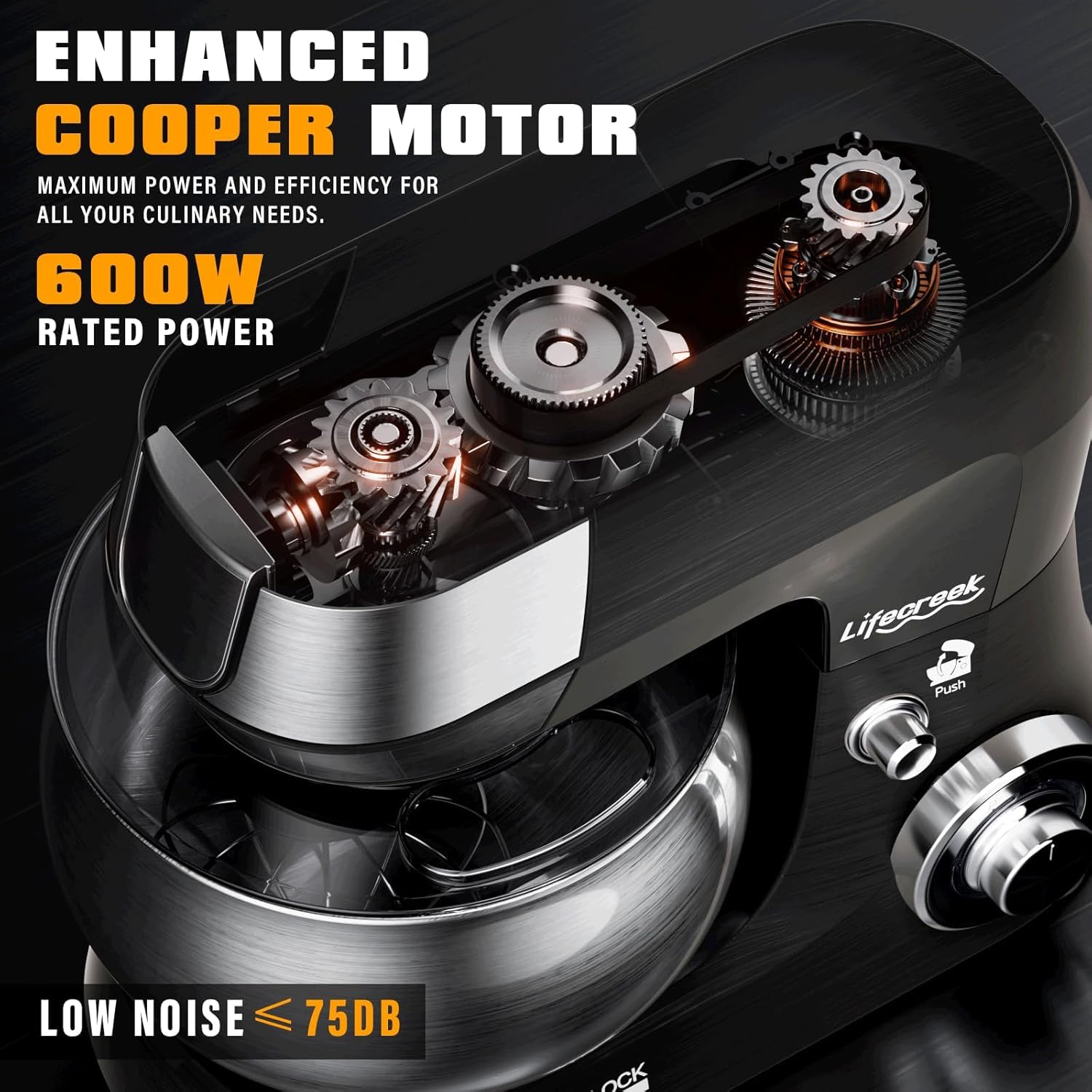 6-in-1 Multifunctional Stand Mixer, 5.3Qt 660W, 6-Speed Tilt-head, Electric Kitchen Mixer with Stainless Steel Bowl,Meat Grinder, Juice Blender (Black)