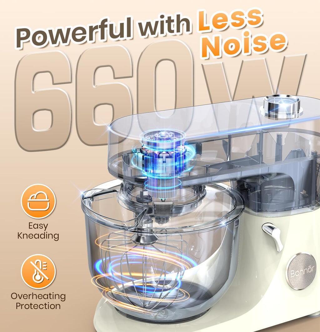 Stand Mixer 6QT Kitchen Mixer with LED Touchscreen, 11-Speed Tilt-Head Mixer with Timer, 4 Preset Menus, Stainless Steel Bowl, Dough Hook, Whisk, Beater