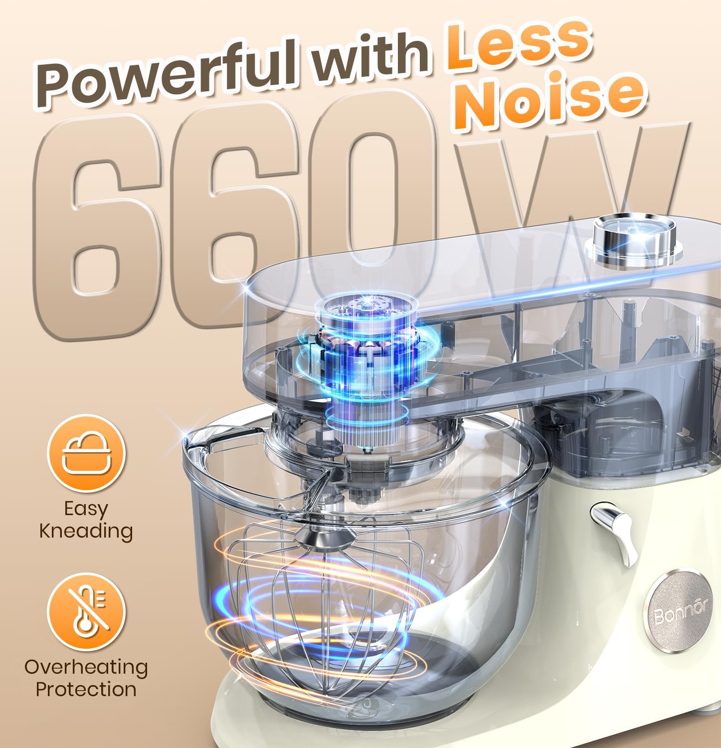 Stand Mixer 6QT Kitchen Mixer with LED Touchscreen, 11-Speed Tilt-Head Mixer with Timer, 4 Preset Menus, Stainless Steel Bowl, Dough Hook, Whisk, Beater