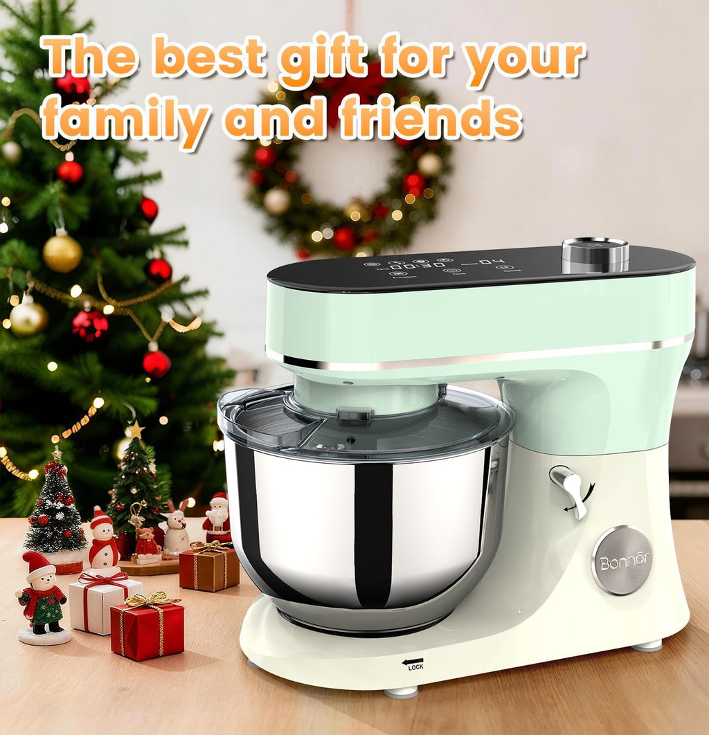 Stand Mixer 6QT Kitchen Mixer with LED Touchscreen, 11-Speed Tilt-Head Mixer with Timer, 4 Preset Menus, Stainless Steel Bowl, Dough Hook, Whisk, Beater