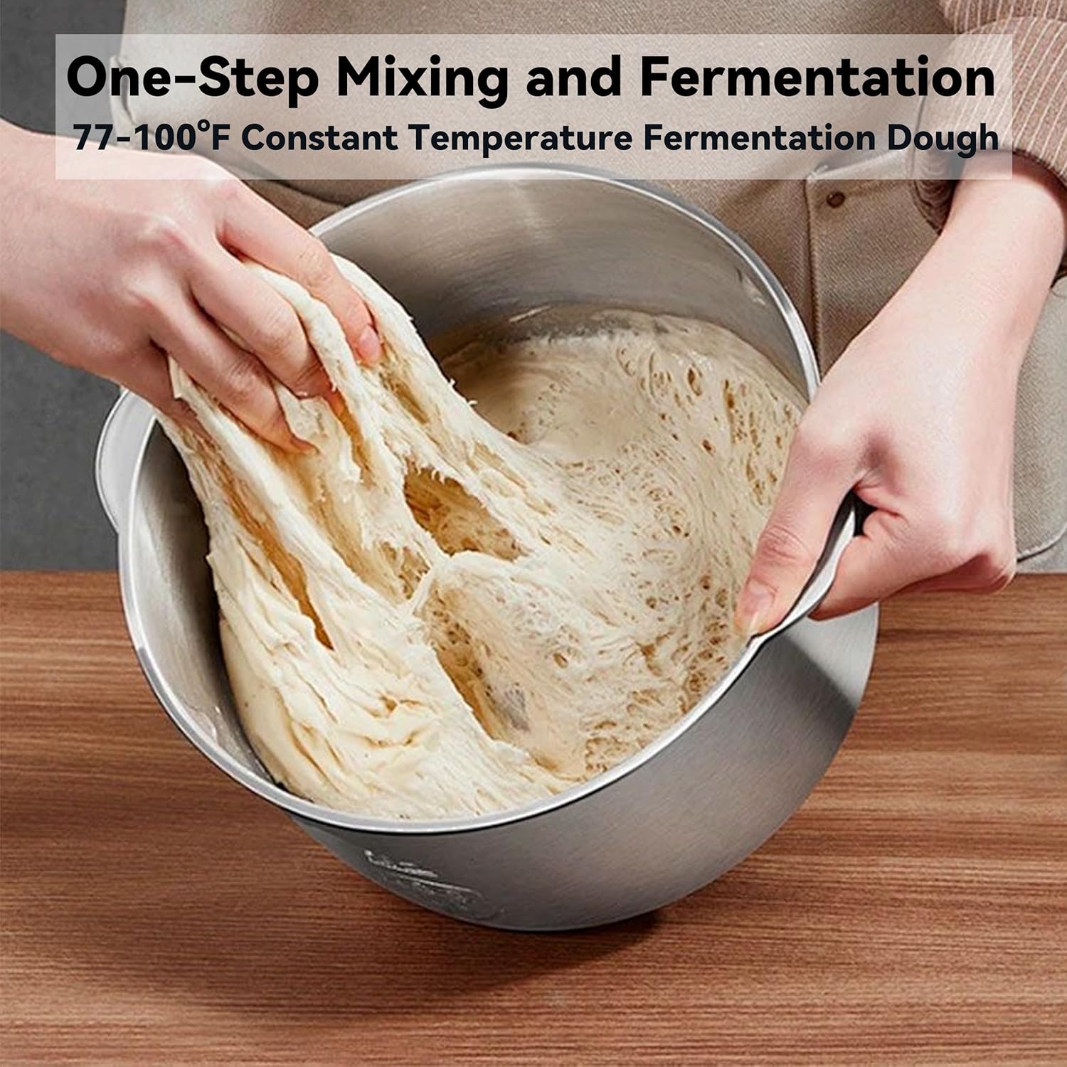 Dough Mixer 7L Large Capacity Electric Dough Maker with Ferment Function for Baking Bread Dough&Pizza Dough - Dough whisk 304 Stainless Steel Blender Add water/seasoning with Top Small Window
