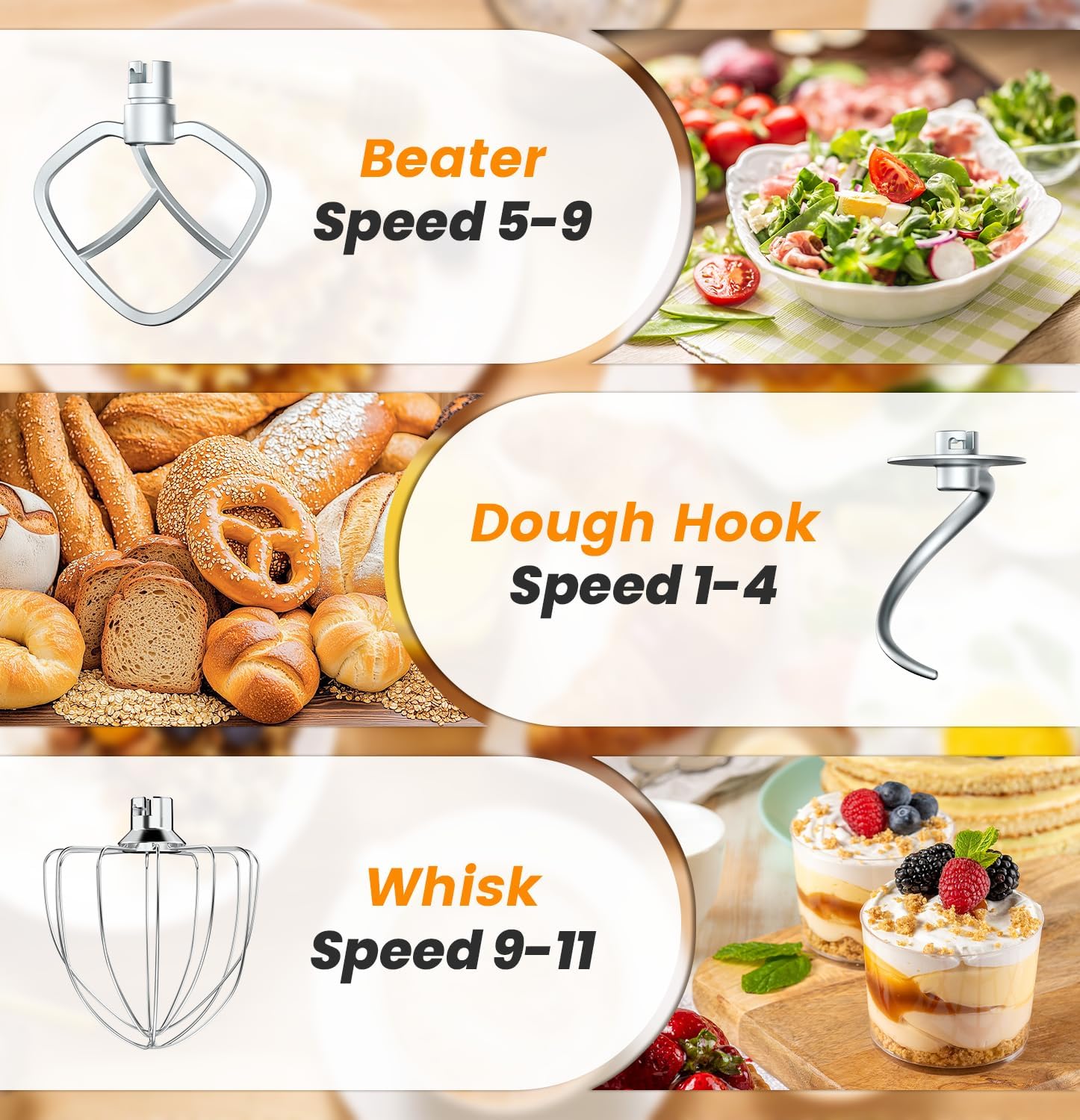 Stand Mixer 6QT Kitchen Mixer with LED Touchscreen, 11-Speed Tilt-Head Mixer with Timer, 4 Preset Menus, Stainless Steel Bowl, Dough Hook, Whisk, Beater